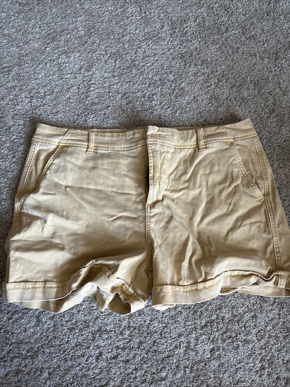 Liverpool Trouser Shorts Size 16/33 Mustard Gold Cuffed Hem Soft Stretchy NWT S1